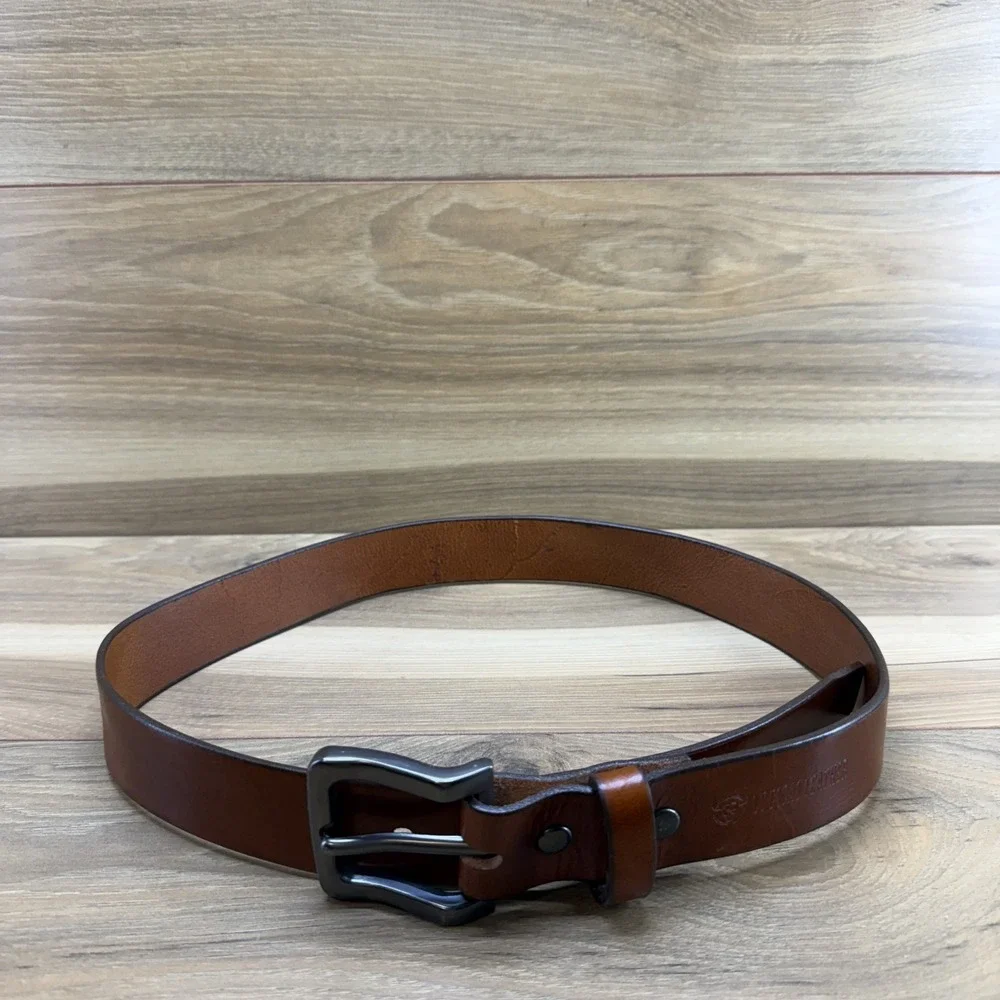 Logical Lather Mens Belt Size 34 Brown Leather Casual Work Minimalist